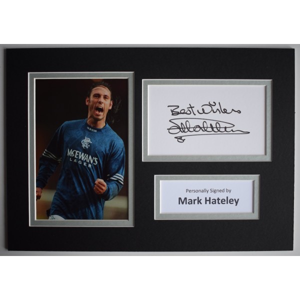 Mark Hateley Signed Autograph A4 photo display Rangers Football AFTAL COA Perfect Gift Memorabilia	