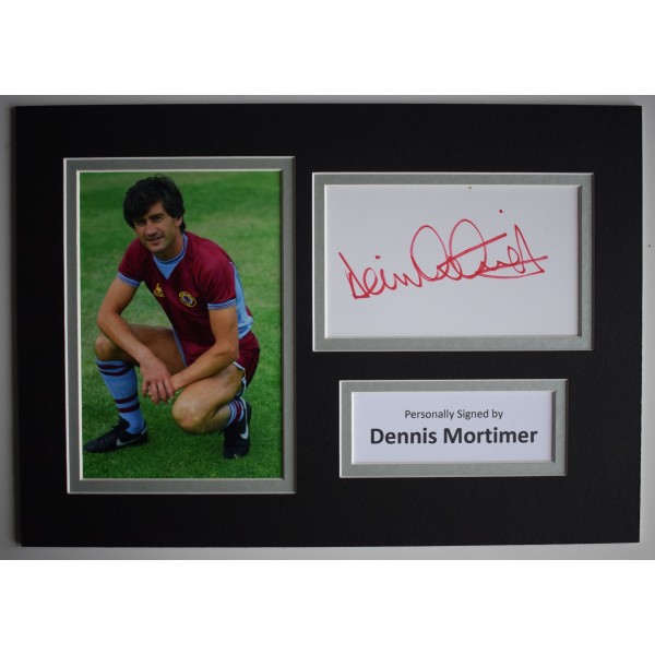 Dennis Mortimer SIGNED Captains Armband A4 Photo Display Aston Villa PROOF & COA 