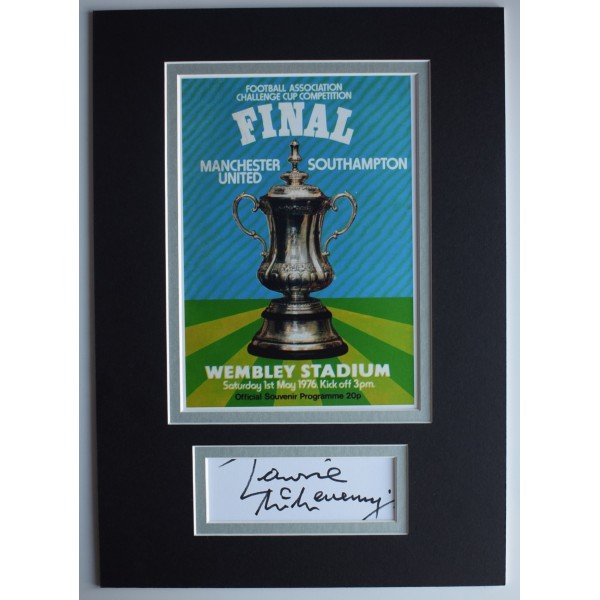 Lawrie McMenemy Signed Autograph A4 photo display Southampton FA Cup Final 1976 AFTAL Perfect Gift Memorabilia	
