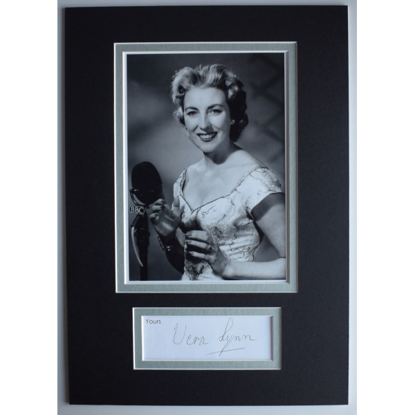 Vera Lynn Signed Autograph A4 photo display World War 2 Music WW2 AFTAL COA Perfect Gift Memorabilia	