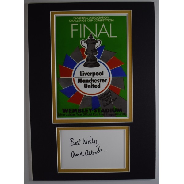 Arthur Albiston Signed Autograph A4 photo display Man Utd FA Cup Final 1977 COA AFTAL Perfect Gift Memorabilia	