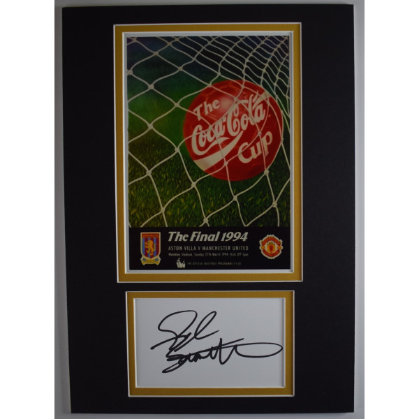 Steve Staunton Signed Autograph A4 photo display Aston Villa League Cup 1994 COA AFTAL Perfect Gift Memorabilia		