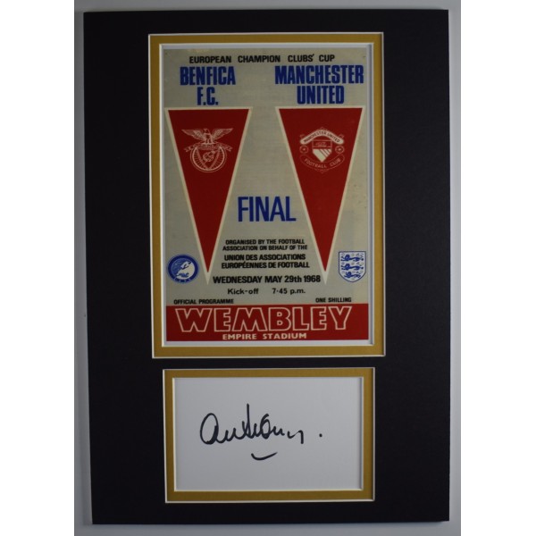 Alex Stepney Signed Autograph A4 photo display Man Utd European Cup Final 1968 AFTAL Perfect Gift Memorabilia
