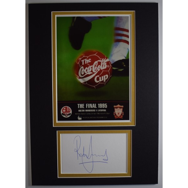 Rob Jones Signed Autograph A4 photo display Liverpool League Cup Final 1995 COA AFTAL Perfect Gift Memorabilia	