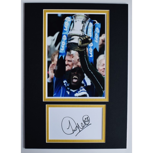 Sol Campbell Signed Autograph A4 photo display Portsmouth Football COA AFTAL Perfect Gift Memorabilia		