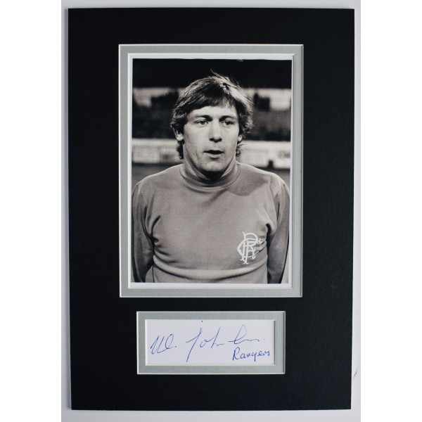 Willie Johnston Signed Autograph A4 photo display Glasgow Rangers COA AFTAL Perfect Gift Memorabilia		