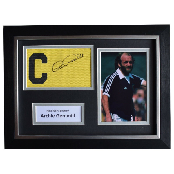 Archie Gemmill Signed Framed Captains Armband photo A4 display Scotland COA AFTAL Perfect Gift Memorabilia Archie Gemmill Signed Framed Captains Armband photo A4 display Scotland COA AFTAL Perfect Gift Memorabilia