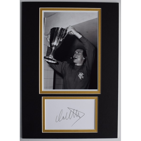 Colin Stein Signed Autograph A4 photo display Glasgow Rangers Football AFTAL COA Perfect Gift Memorabilia	