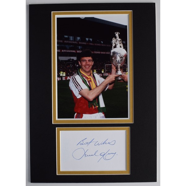David O'Leary Signed Autograph A4 photo display Arsenal Football AFTAL COA Perfect Gift Memorabilia	