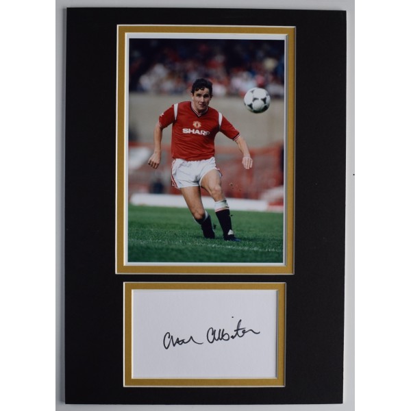 Arthur Albiston Signed Autograph A4 photo display Manchester United Football COA AFTAL Perfect Gift Memorabilia	