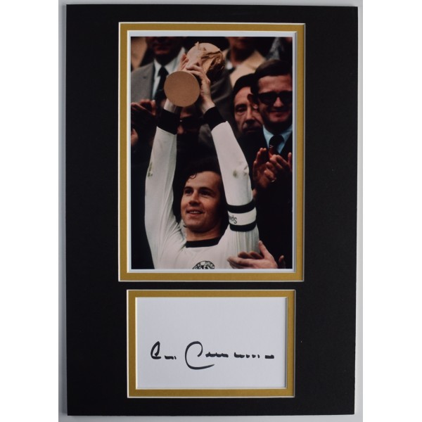 Franz Beckenbauer Signed Autograph A4 photo display Bayern Munich Germany AFTAL Perfect Gift Memorabilia	