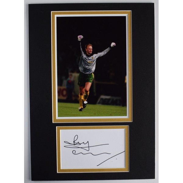 Bryan Gunn Signed Autograph A4 photo display Norwich City Football AFTAL COA Perfect Gift Memorabilia	