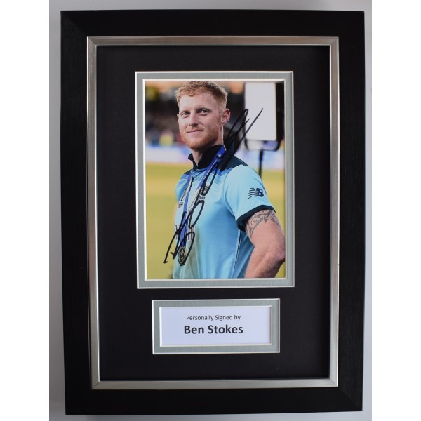 Ben Stokes Signed A4 Framed Autograph Photo England Cricket World Cup AFTAL COA Perfect Gift Memorabilia	