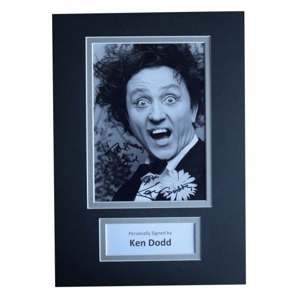 Ken Dodd Signed Autograph A4 photo display Comedy Memorabilia AFTAL COA Perfect Gift Memorabilia		