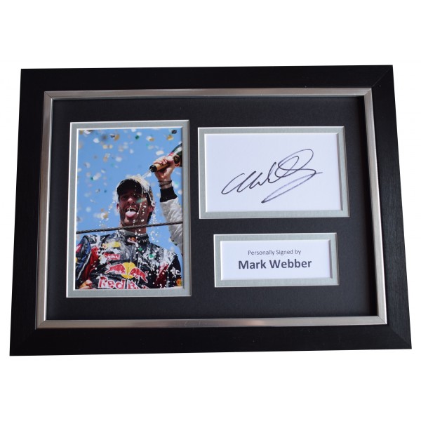 Mark Webber Signed A4 Framed Autograph Photo Display Formula 1 Motor Sport COA AFTAL Perfect Gift Memorabilia	