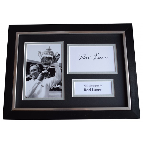 Rod Laver Signed A4 Framed Autograph Photo Display Tennis Wimbledon Sport COA AFTAL Perfect Gift Memorabilia	