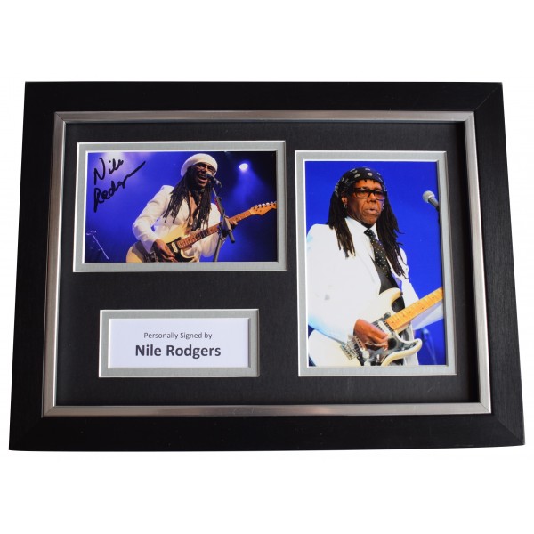 Nile Rodgers Signed A4 Framed Autograph Photo Display Music Chic Le Freak COA AFTAL Perfect Gift Memorabilia		