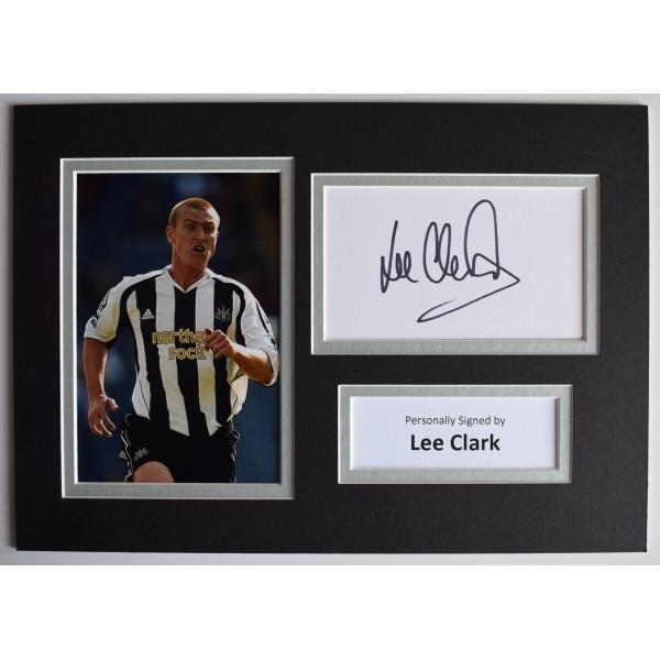 Lee Clark Signed Autograph A4 photo display Newcastle United Football AFTAL COA Perfect Gift Memorabilia		