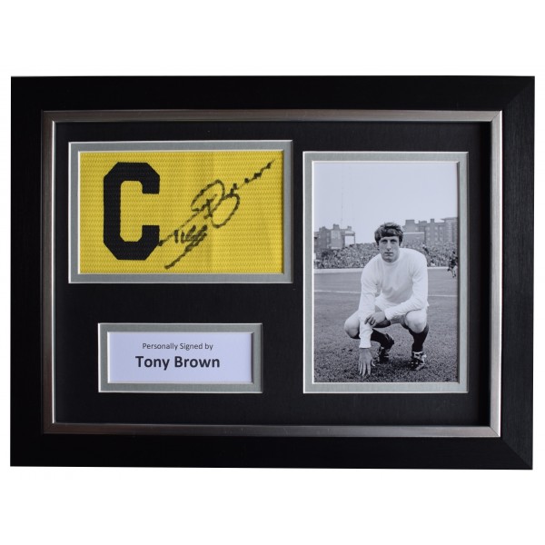 Tony Brown Signed Framed Captains Armband photo A4 display west Bromwich Albion AFTAL Perfect Gift Memorabilia		