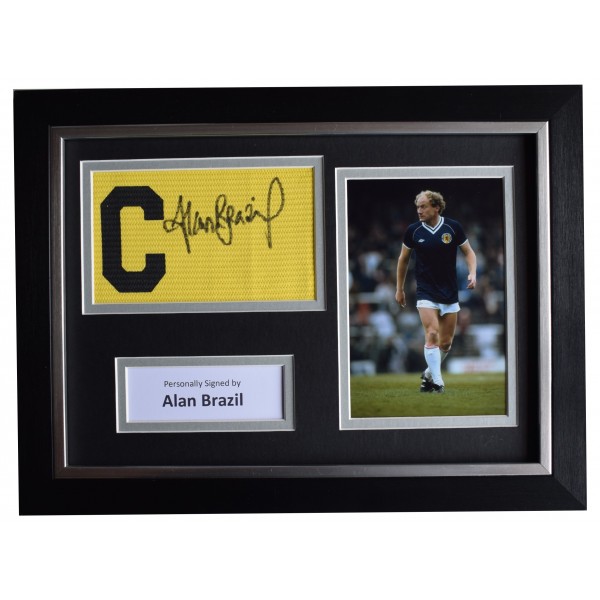 Alan Brazil Signed Framed Captains Armband photo A4 display Scotland AFTAL COA Perfect Gift Memorabilia		