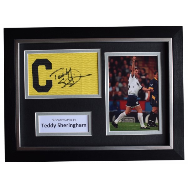 Teddy Sheringham Signed Framed Captains Armband photo A4 display Spurs AFTAL COA Perfect Gift Memorabilia		