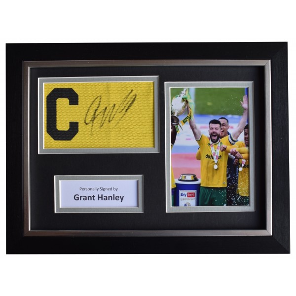 Grant Hanley Signed Framed Captains Armband photo A4 display Norwich City AFTAL Perfect Gift Memorabilia		