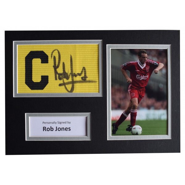 Rob Jones Signed Captains Armband A4 photo display Liverpool Football AFTAL COA Perfect Gift Memorabilia		