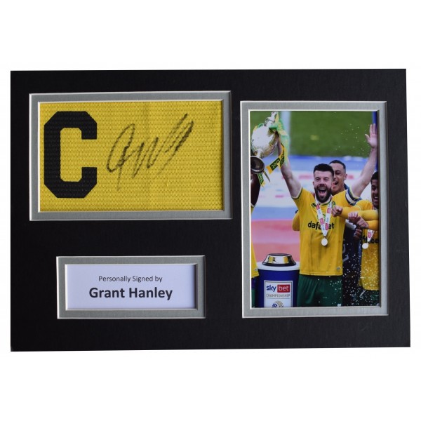 Grant Hanley Signed Captains Armband A4 photo display Norwich City Football COA AFTAL Perfect Gift Memorabilia		