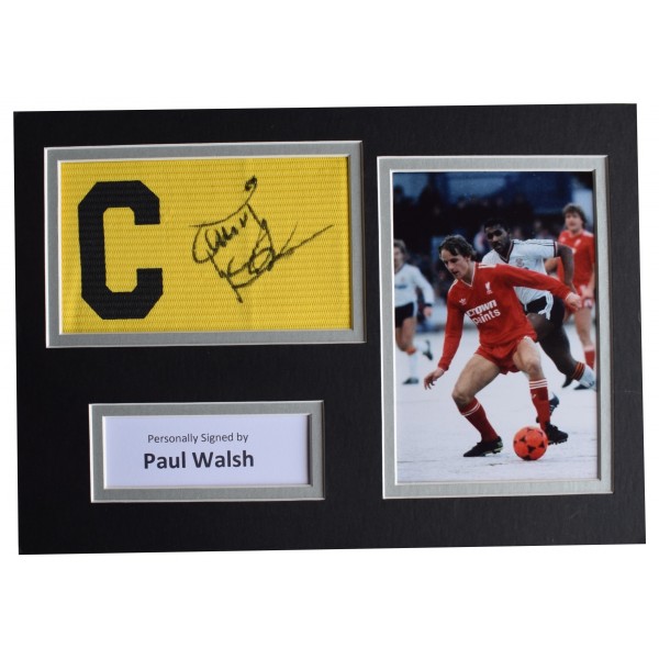 Paul Walsh Signed Captains Armband A4 photo display Liverpool Football COA AFTAL Perfect Gift Memorabilia		