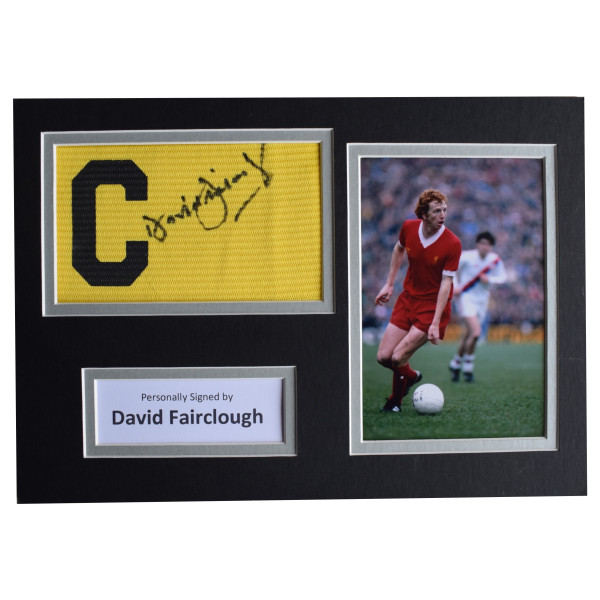 David Fairclough Signed Captains Armband A4 photo display Liverpool Football COA AFTAL Perfect Gift Memorabilia		
