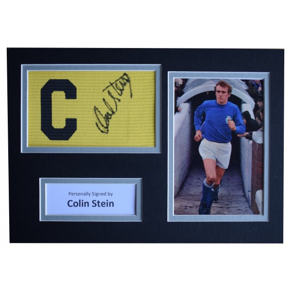 Colin Stein Signed Captains Armband A4 photo display Rangers Football AFTAL COA AFTAL Perfect Gift Memorabilia		