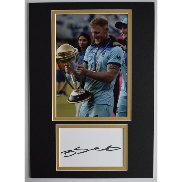Ben Stokes Signed Autograph A4 photo display England Cricket World Cup COA AFTAL Perfect Gift Memorabilia	