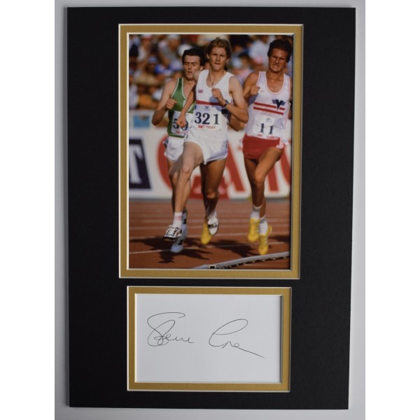 Steve Cram Signed Autograph A4 photo display Olympics Athletics COA AFTAL Perfect Gift Memorabilia		