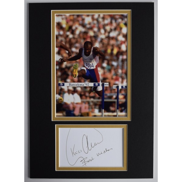 Kriss Akabusi Signed Autograph A4 photo display Olympics Hurdles COA AFTAL Perfect Gift Memorabilia		