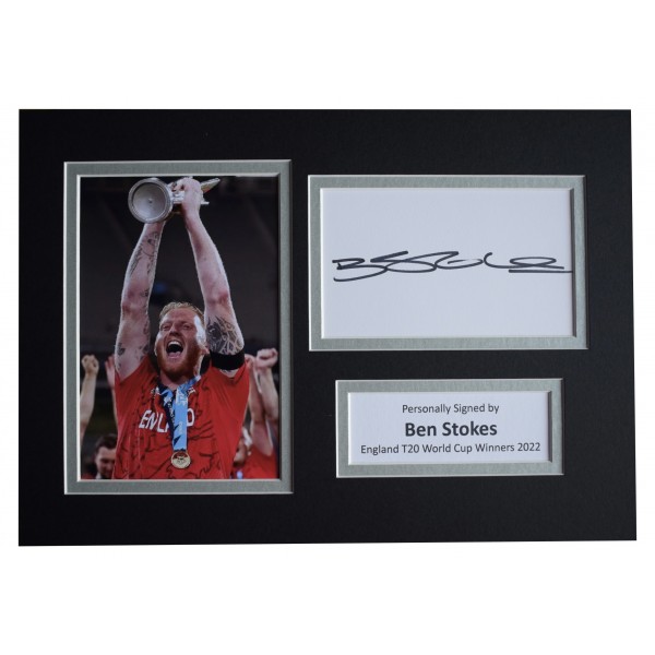 Ben Stokes Signed Autograph A4 photo display England Cricket World Cup COA AFTAL Perfect Gift Memorabilia		