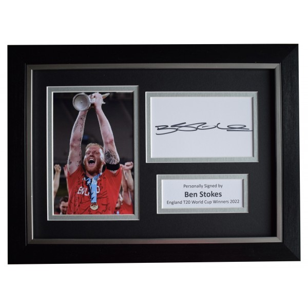 Ben Stokes Signed A4 Framed Autograph Photo Display England Cricket World Cup AFTAL Perfect Gift Memorabilia		