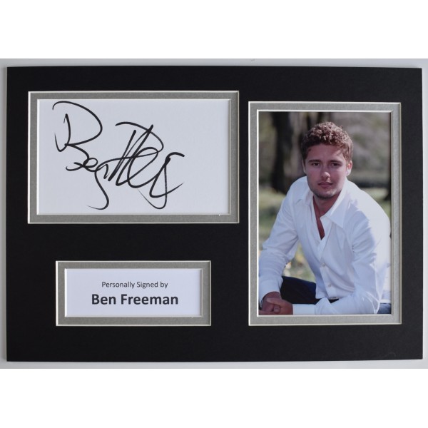 Ben Freeman Signed Autograph A4 photo display TV Emmerdale Actor COA AFTAL Perfect Gift Memorabilia	