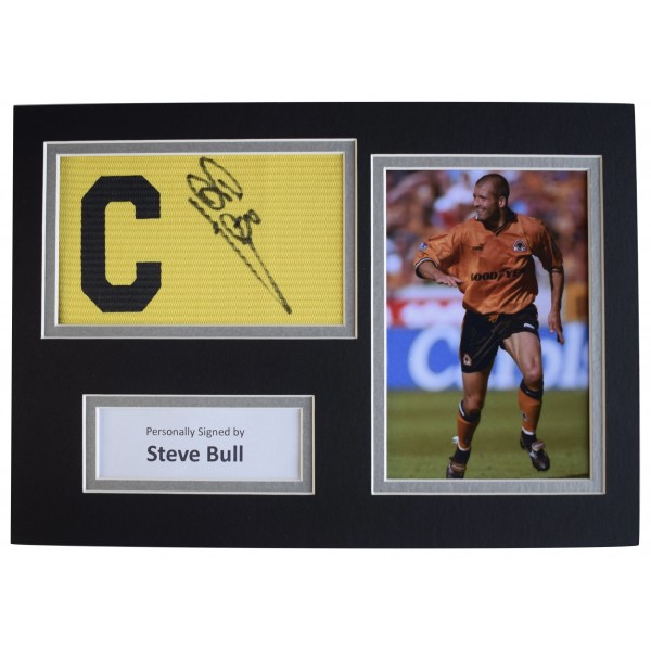 Steve Bull Signed Captains Armband A4 photo display Wolves Football COA AFTAL Perfect Gift Memorabilia		