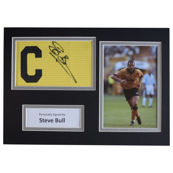 Steve Bull Signed Captains Armband A4 photo display Wolves Football COA AFTAL Perfect Gift Memorabilia		
