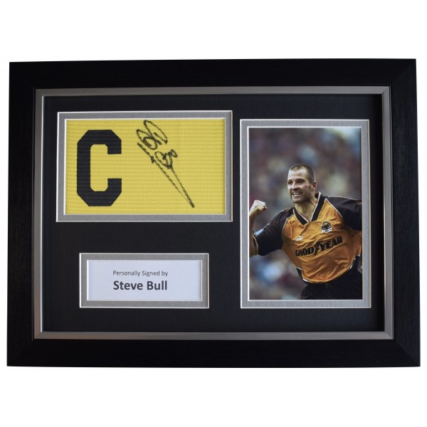 Steve Bull Signed Framed Captains Armband A4 display Wolves Football COA AFTAL Perfect Gift Memorabilia		