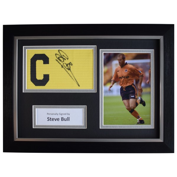 Steve Bull Signed Framed Captains Armband A4 display Wolves Football COA AFTAL Perfect Gift Memorabilia		