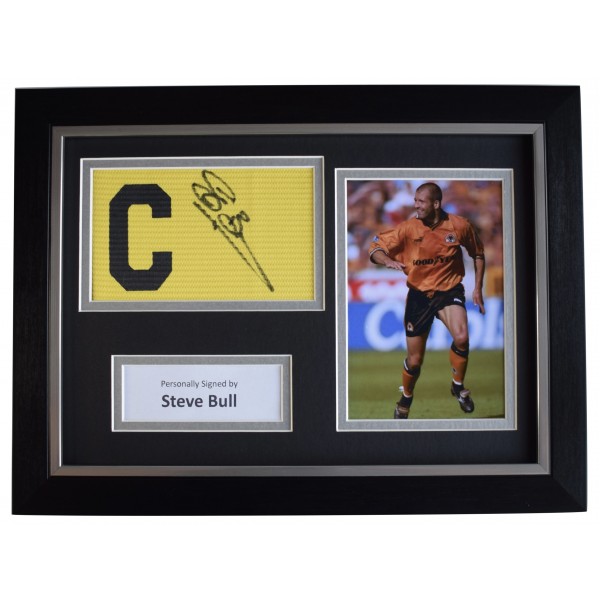 Steve Bull Signed Framed Captains Armband A4 display Wolves Football COA AFTAL Perfect Gift Memorabilia		