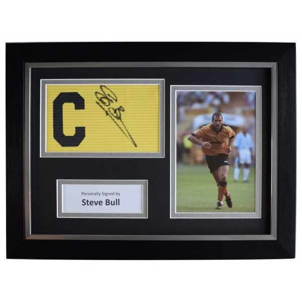 Steve Bull Signed Framed Captains Armband A4 display Wolves Football COA AFTAL Perfect Gift Memorabilia		