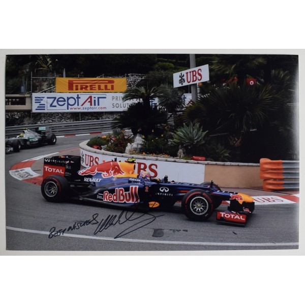 Mark Webber Signed Autograph 12x8 Photo Formula 1 Motor Racing Sport COA AFTAL Perfect Gift Memorabilia	