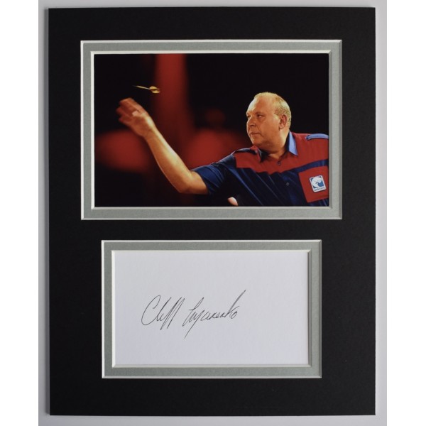 Cliff Lazarenko Signed Autograph 10x8 photo display Sport Darts COA AFTAL Perfect Gift Memorabilia		