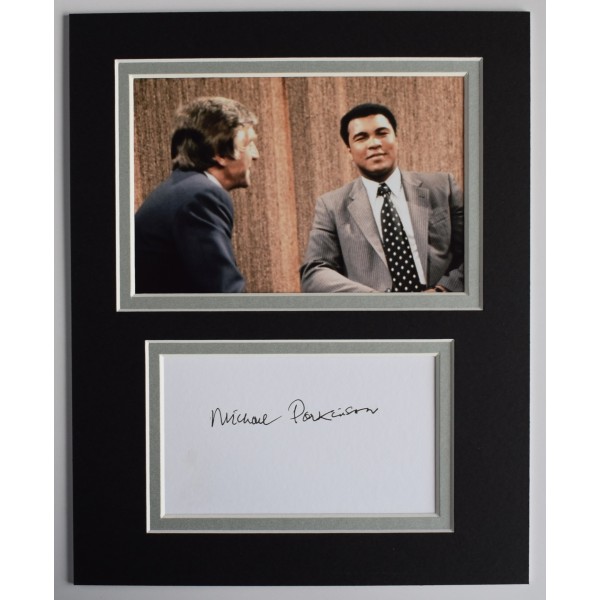 Michael Parkinson Signed Autograph 10x8 photo display Muhammad Ali Chat Show TV AFTAL Perfect Gift Memorabilia		