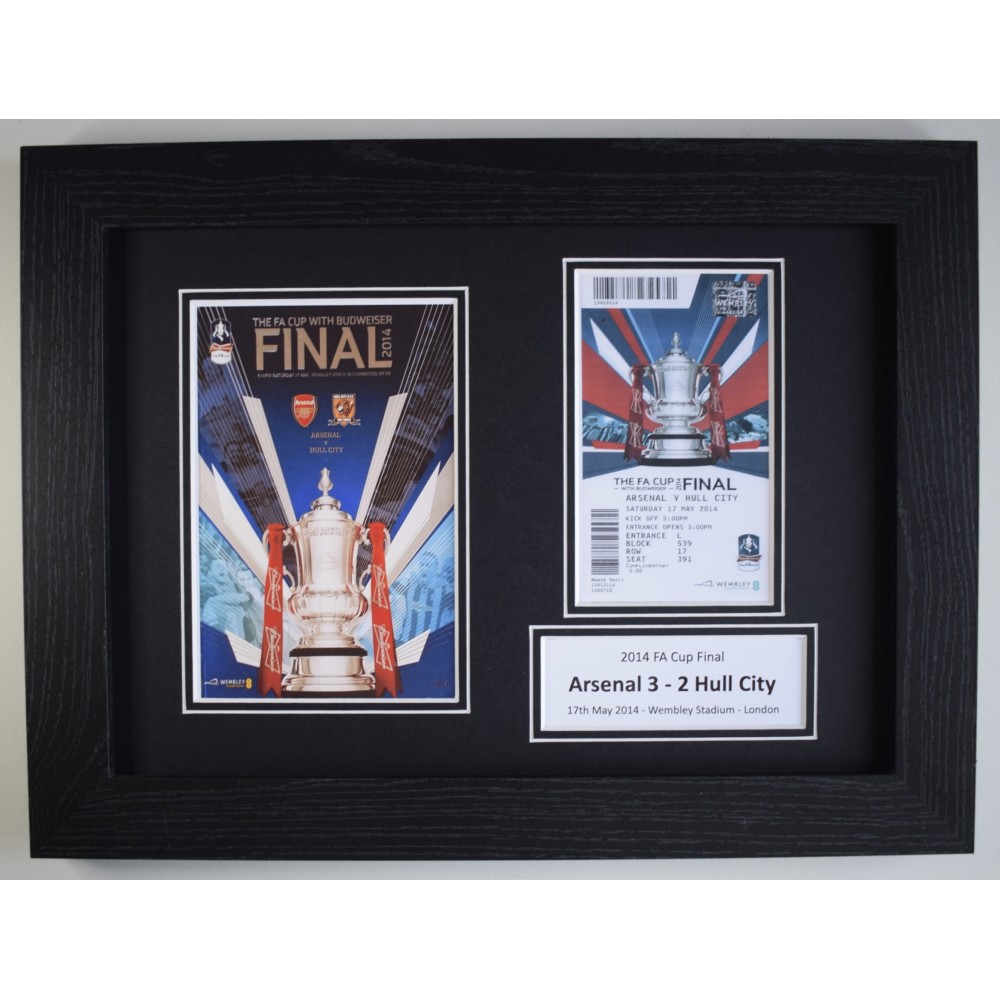 【送料無料】 Arsenal FA cup 2014 記念フレーム 2014 FA Cup Final A4 Photo Match Ticket Display Football Programme