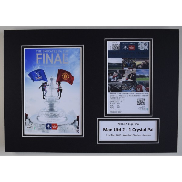 2016 FA Cup Final A4 Photo Match Ticket Display Football Programme Man Utd Perfect Gift Memorabilia