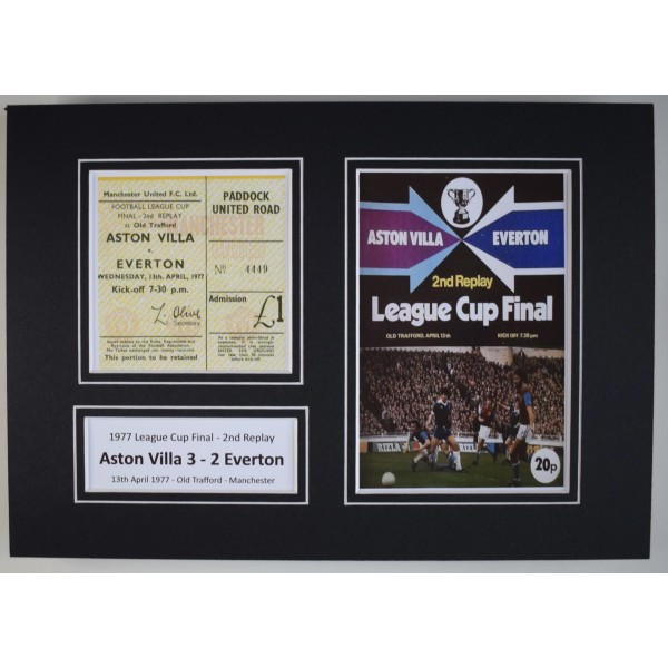 1977 League Cup Final A4 Photo Ticket Display Football Programme Aston Villa Perfect Gift Memorabilia