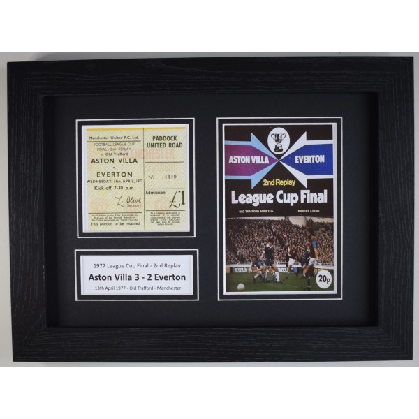 1977 League Cup Final A4 Photo Ticket Display Football Programme Aston Villa Framed Perfect Gift Memorabilia